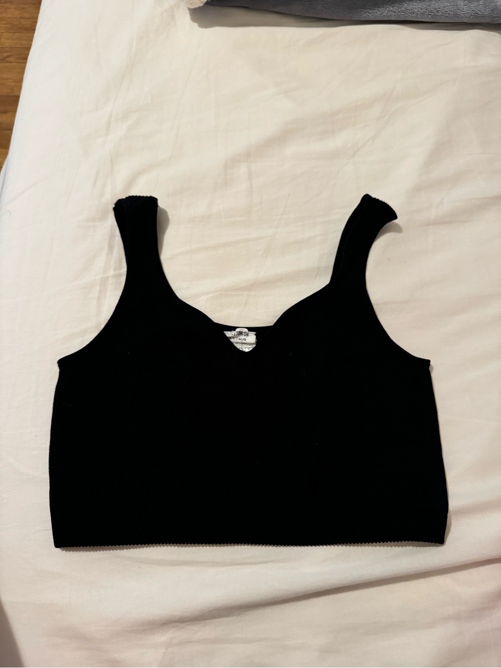 Cotton On Black Ribbed Crop Tank